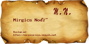 Mirgics Noé névjegykártya